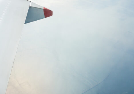 One of the artificial islands of the Hong Kong–Zhuhai–Macau Bridge, seen from above out of a plane.